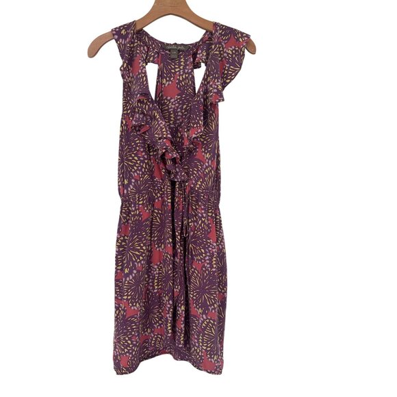 Charlie Jade Purple Sleeveless Floral Silk Dress size large boho - Picture 2 of 6
